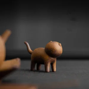 Mythstone Mini Standing Cat Feng Shui Frog Toad Tea Pet Ceramic Home Desk Figurine Decoration