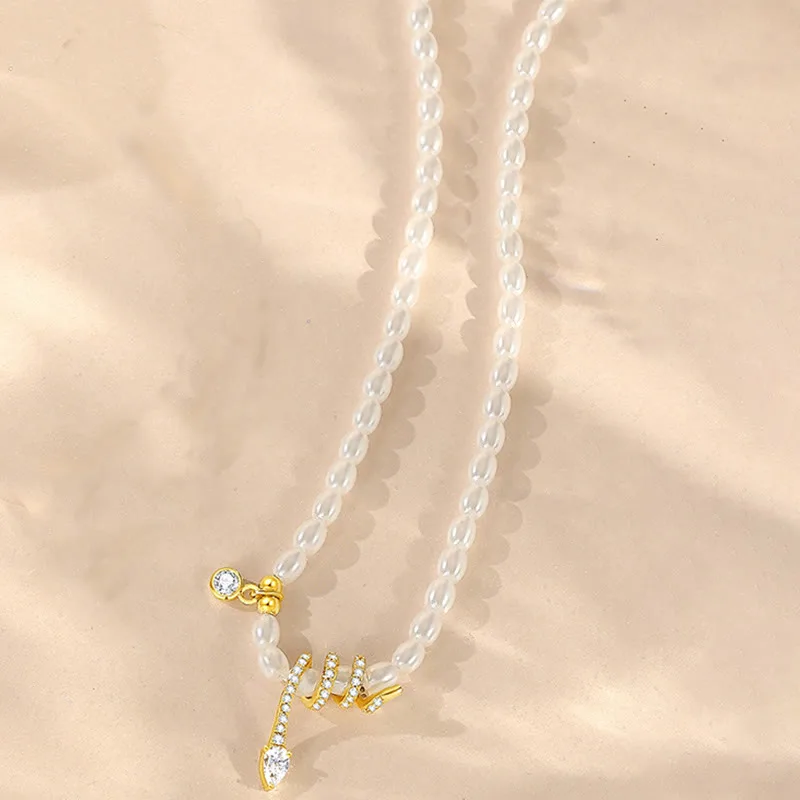 Mythstone Pearl 925 Sterling Silver Cubic Zirconia Year of the Snake Healing Necklace Pendant - Image 2