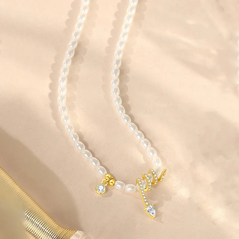 Mythstone Pearl 925 Sterling Silver Cubic Zirconia Year of the Snake Healing Necklace Pendant - Image 3