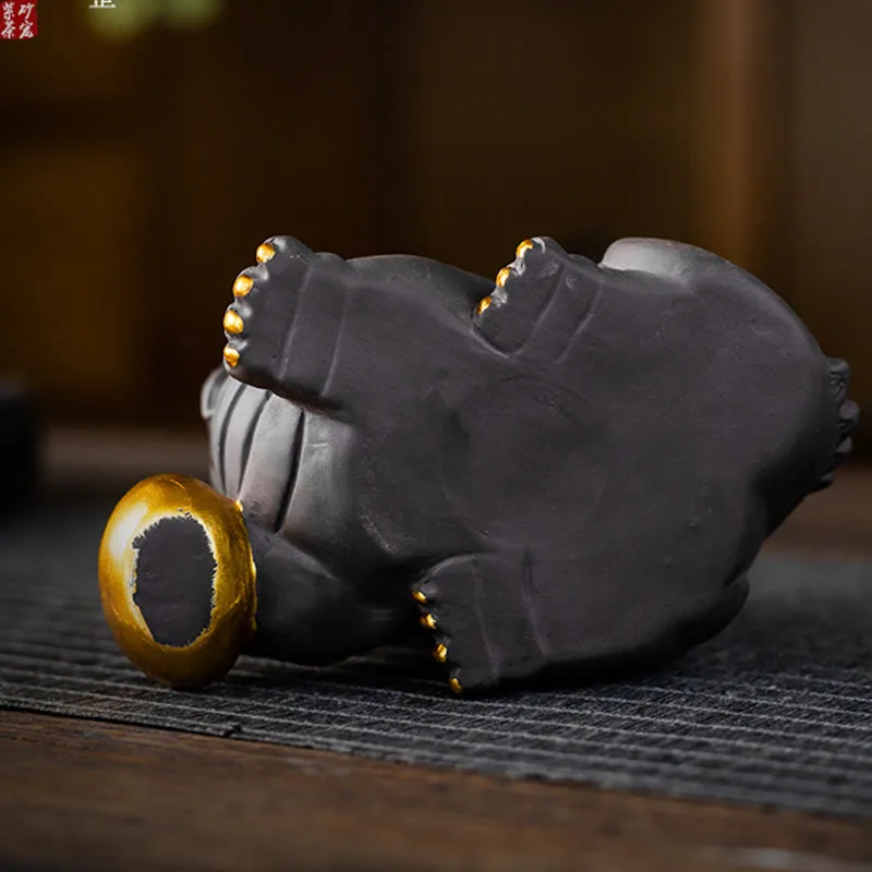 Mythstone PiXiu Ingot Ball Purple Clay Ceramic Tea Pet Wealth Home Figurine Decoration - Image 19