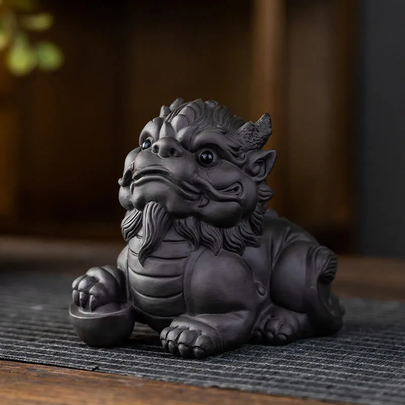 Mythstone PiXiu Ingot Ball Purple Clay Ceramic Tea Pet Wealth Home Figurine Decoration - Image 6