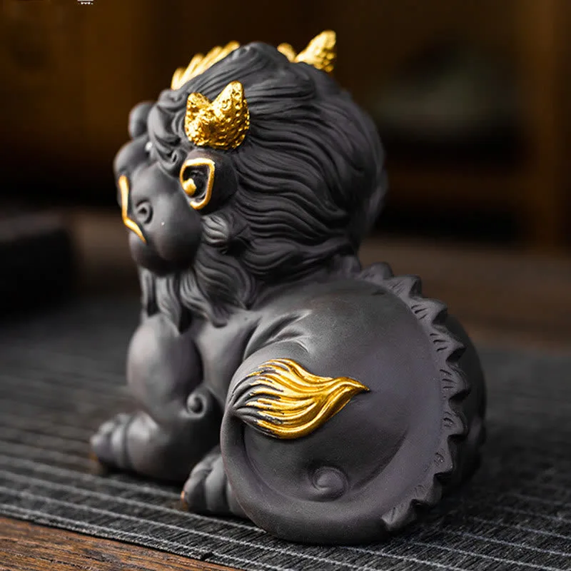 Mythstone PiXiu Ingot Ball Purple Clay Ceramic Tea Pet Wealth Home Figurine Decoration - Image 18