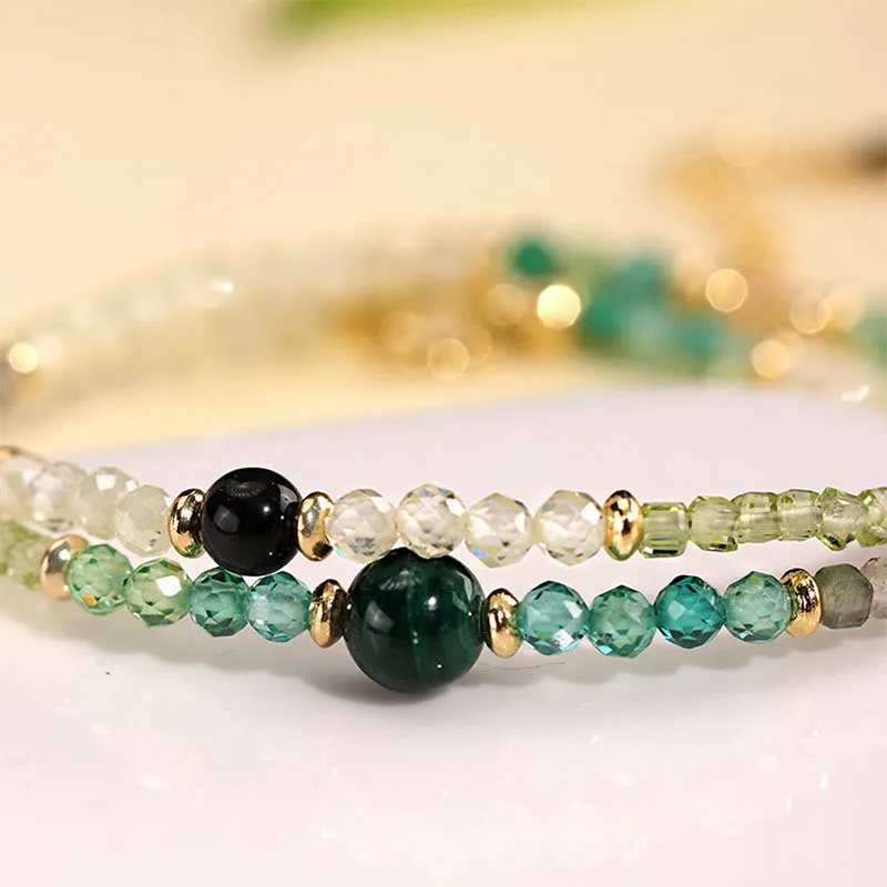 Mythstone 3.2mm Amethyst Green Rutilated Quartz Pink Tourmaline White Crystal Spiritual Awareness Double Wrap Bracelet - Image 3