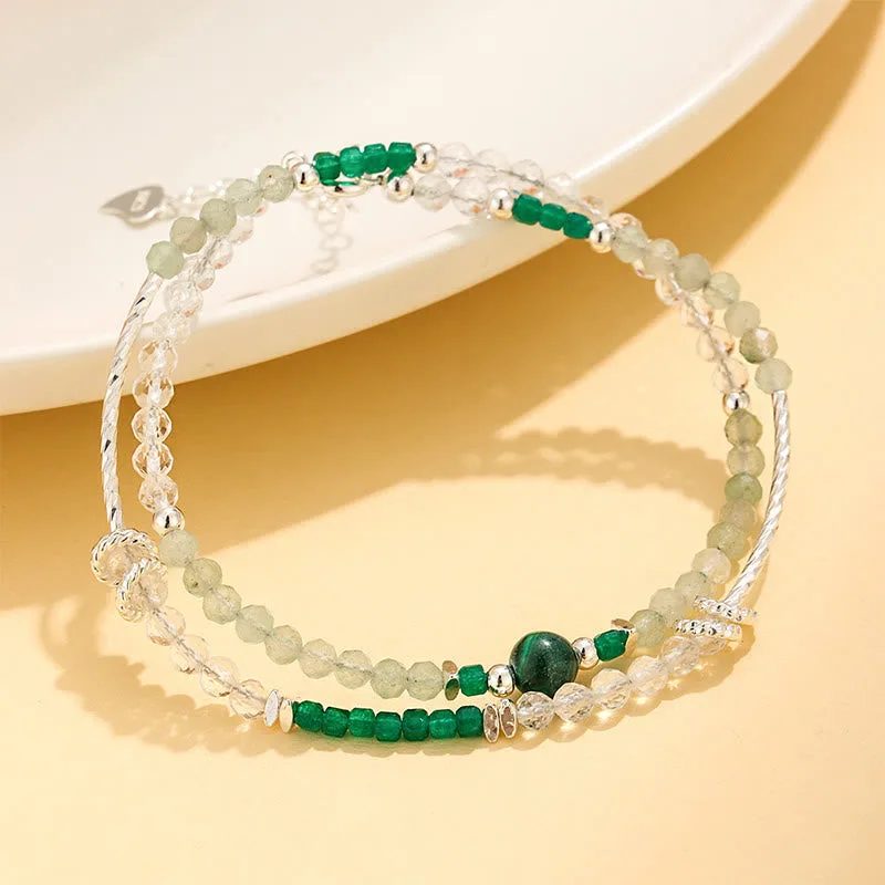 Mythstone 3.2mm Amethyst Green Rutilated Quartz Pink Tourmaline White Crystal Spiritual Awareness Double Wrap Bracelet - Image 21