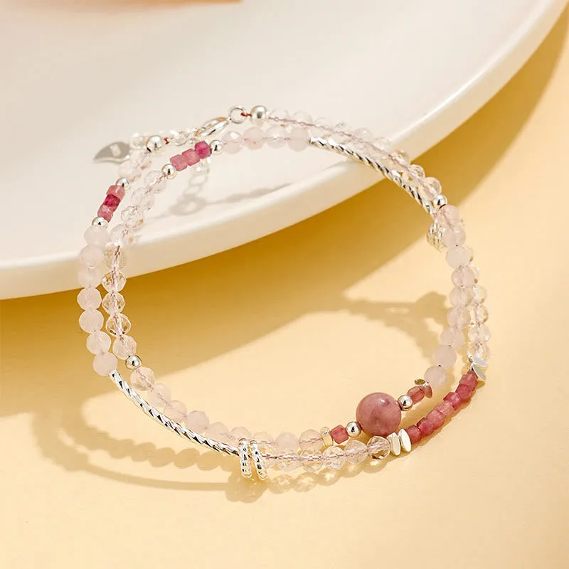 Mythstone 3.2mm Amethyst Green Rutilated Quartz Pink Tourmaline White Crystal Spiritual Awareness Double Wrap Bracelet - Image 15