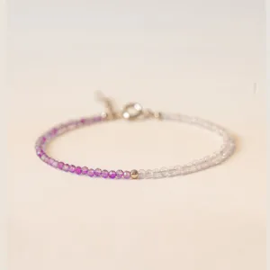 Mythstone 2.5mm Natural Amethyst Ultra-thin Beads 14k Gold Plated Copper Inner Peace Bracelet