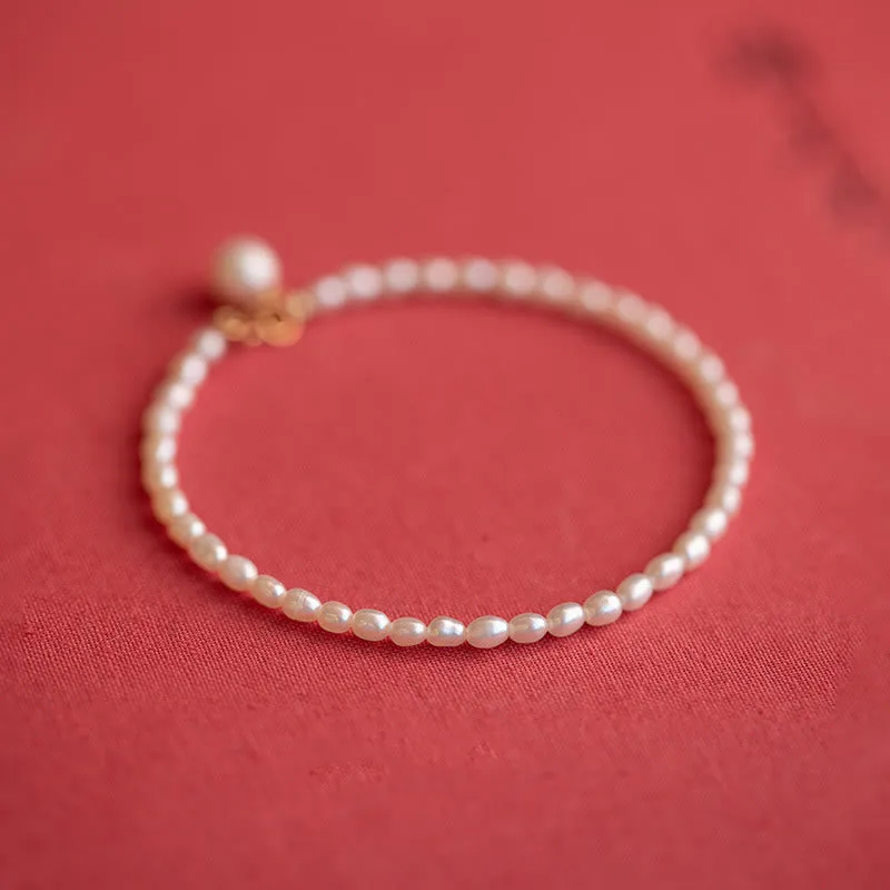 Mythstone 2mm Natural Pearl Ultra-thin Beads 14k Gold Plated Copper Wisdom Bracelet - Image 20