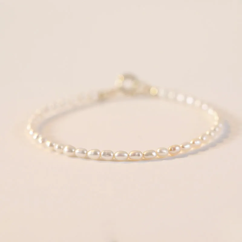 Mythstone 2mm Natural Pearl Ultra-thin Beads 14k Gold Plated Copper Wisdom Bracelet - Image 8