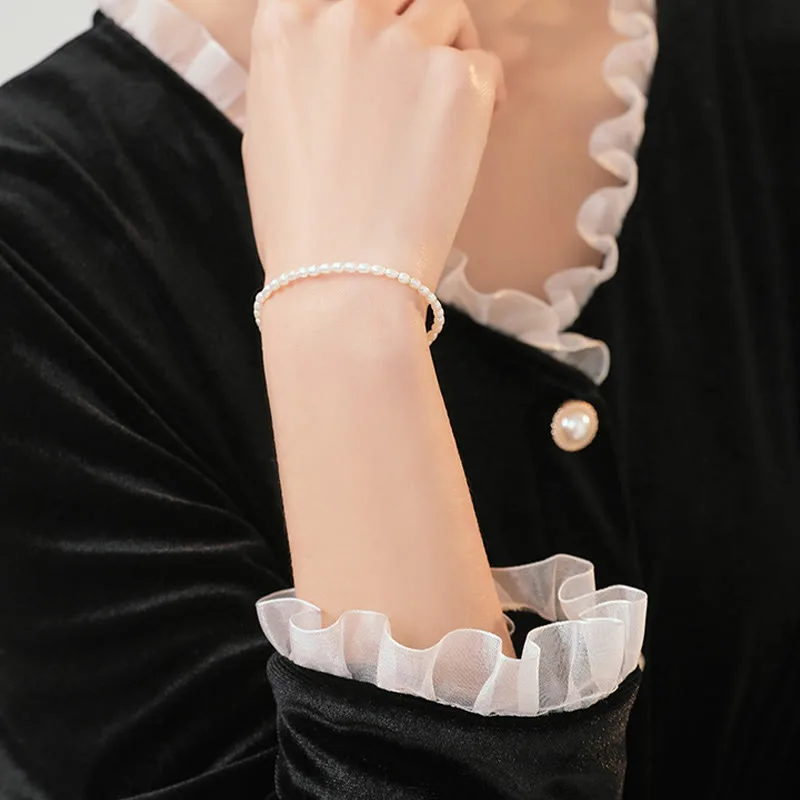 Mythstone 2mm Natural Pearl Ultra-thin Beads 14k Gold Plated Copper Wisdom Bracelet - Image 11