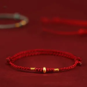 Mythstone 999 Gold Small Lucky Beads String Protection Luck Braided Bracelet Anklet