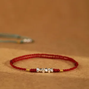 Mythstone 925 Sterling Silver String Protection Luck Ultra-Thin Braided Bracelet Anklet