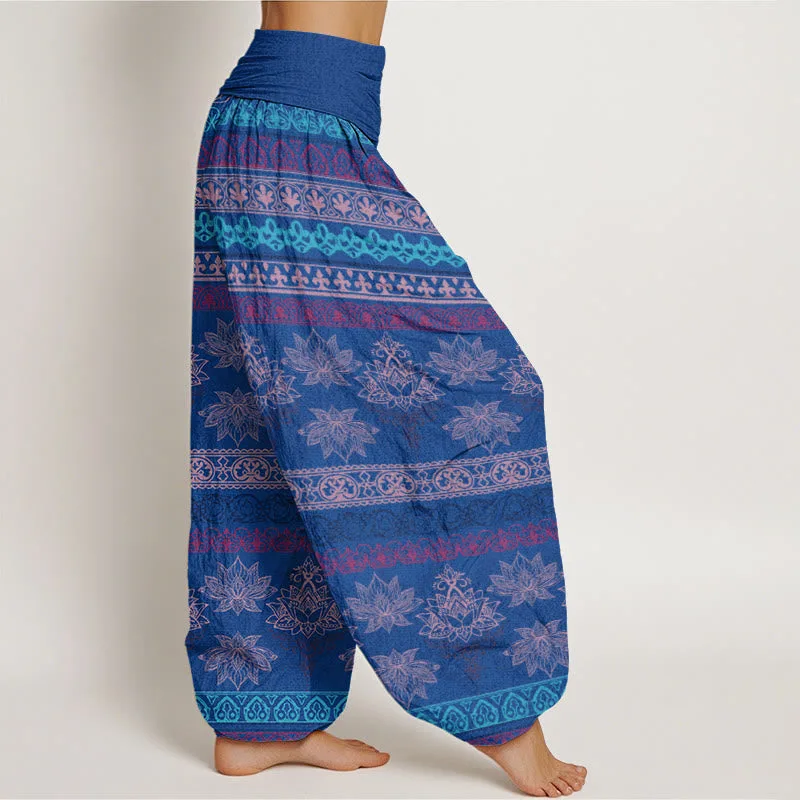 Mythstone Parallel Pattern Lotus Women's Elastic Waist Harem Pants - Image 6