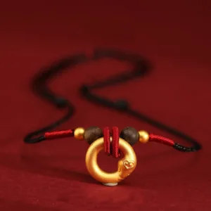 Mythstone 999 Pure Gold Agarwood Year of the Snake Necklace Pendant