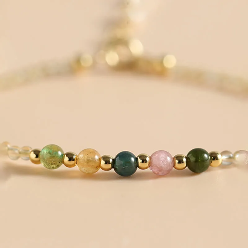 Mythstone 2.5mm Ultra-thin Citrine Tourmaline 14K Gold Filled Copper Beads Prosperity Bracelet - Image 3