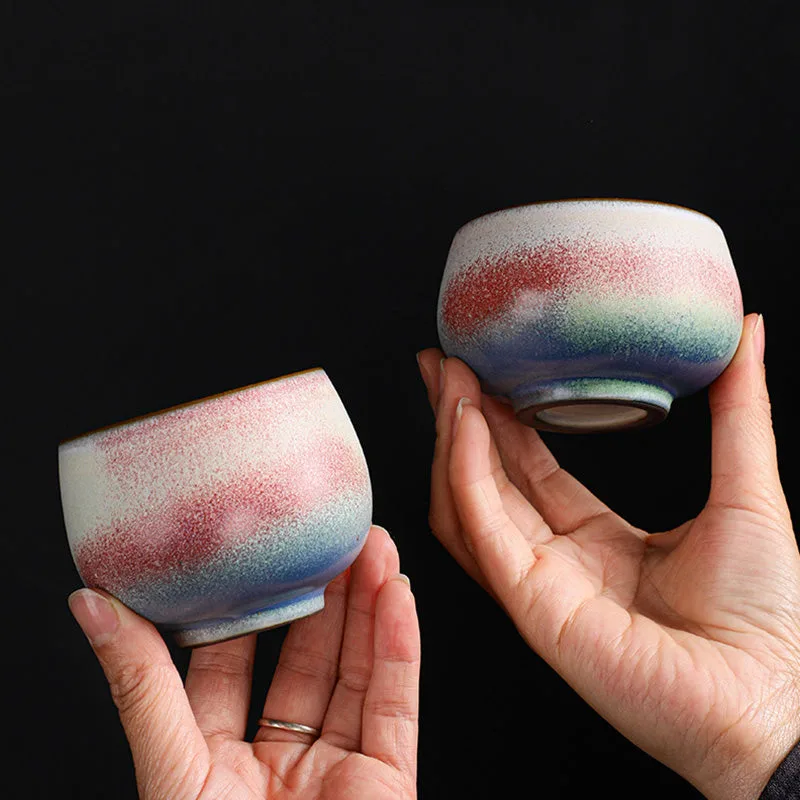 Mythstone Retro Red Gradient Kiln Change Ceramic Teacup Kung Fu Tea Cup - Image 10