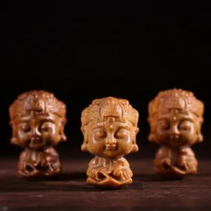 Mythstone Chinese Zodiac Natal Buddha Green Sandalwood Lotus Engraved Positive Home Decoration