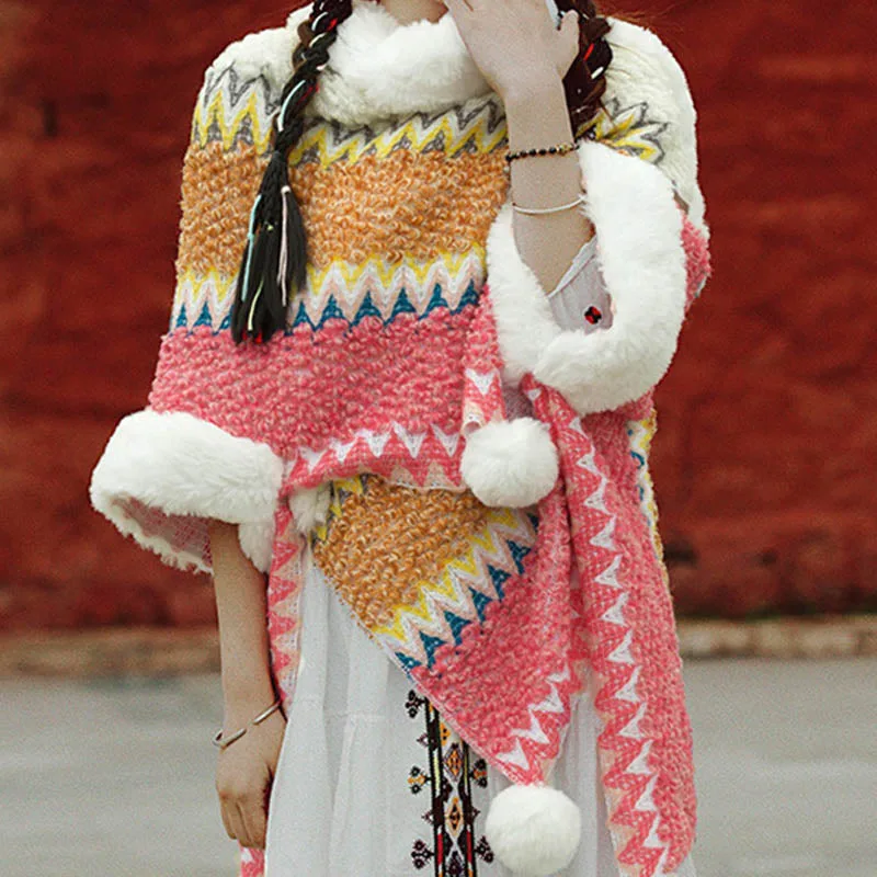 Mythstone Tibetan Multicolored Striped Shawl Winter Cozy Travel Scarf Wrap - Image 14