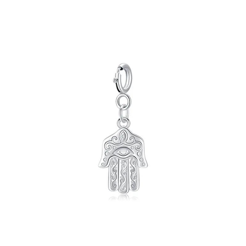 925 Sterling Silver Evil Eye Hamsa Symbol Prosperity Luck Chain Necklace Pendant - Image 6