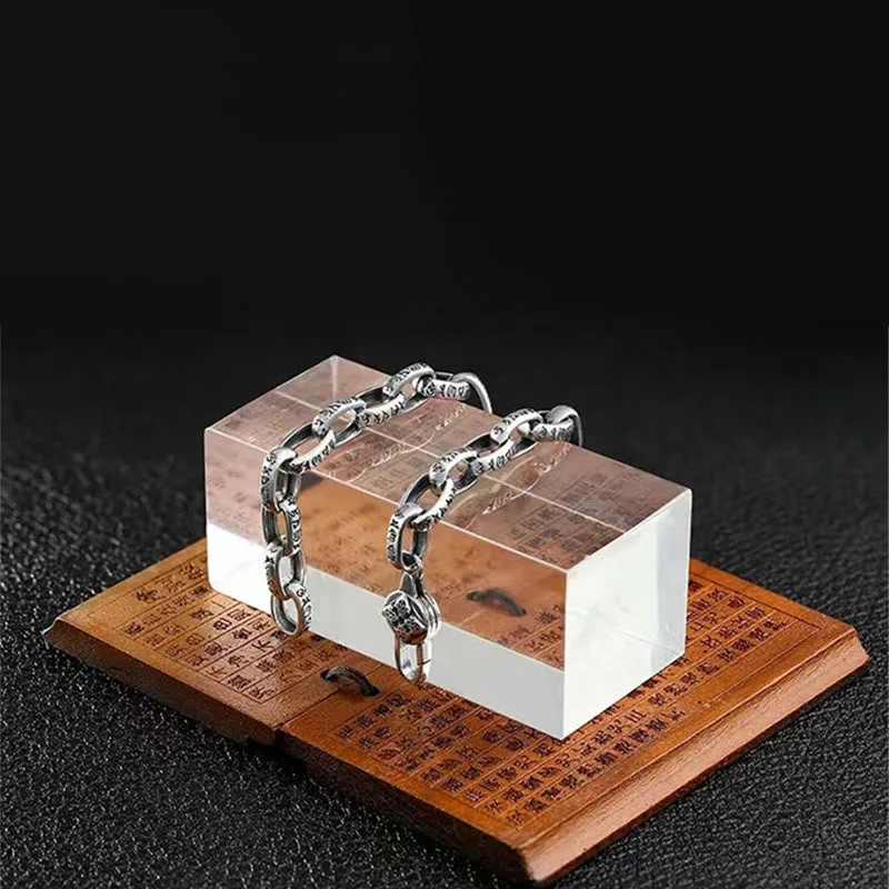 Mythstone Om Mani Padme Hum Double Dorje Copper Engraved Wisdom Bracelet - Image 16