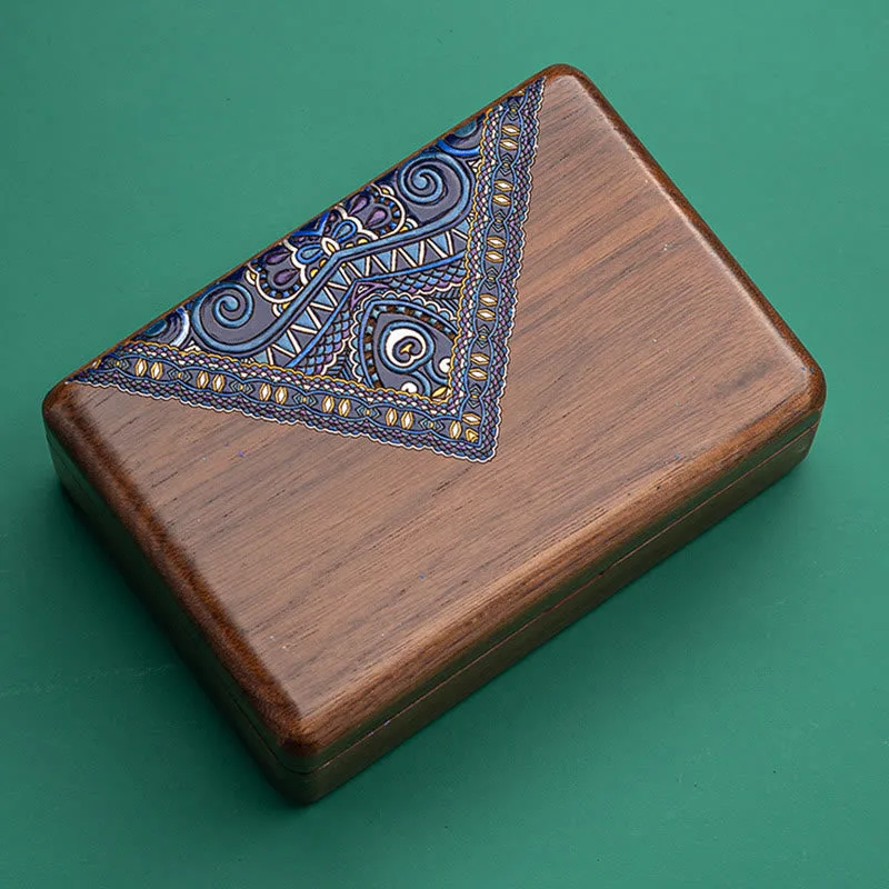 Mythstone Vintage Handmade Black Walnut Wood Jewelry Storage Box With Mirror - Image 17