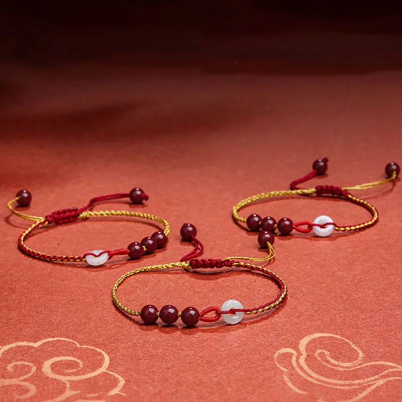 Mythstone Natural Cinnabar Jade Peace Buckle Blessing Bracelet - Image 17