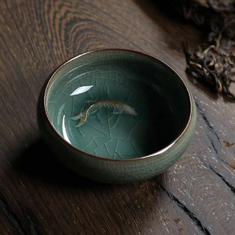 Mythstone Colorful Koi Fish Ceramic Teacup Kung Fu Tea Cup Bowl - Image 13