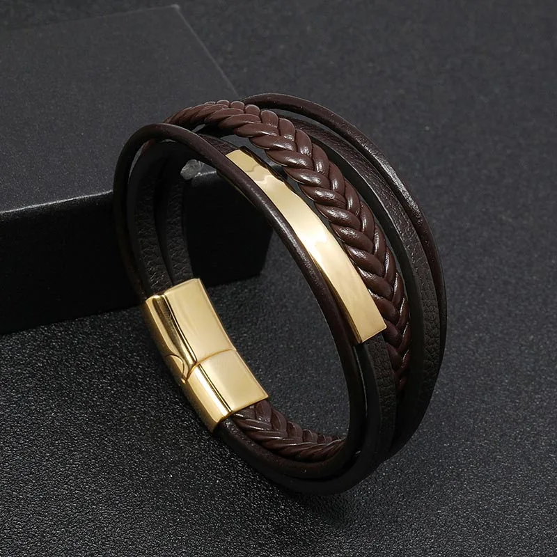 Mythstone Simple Design Titanium Steel Leather Luck Bracelet - Image 8