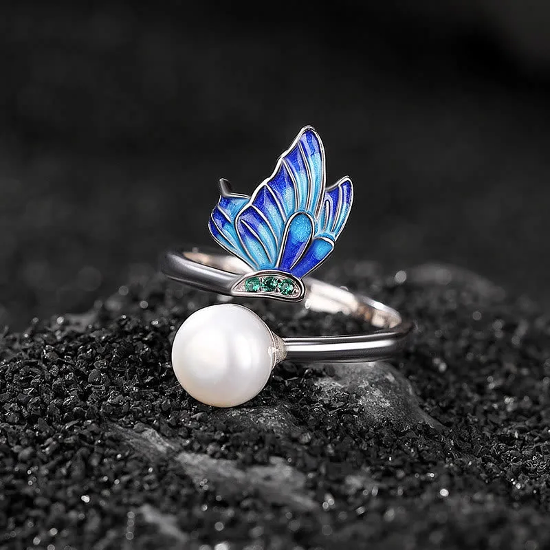 Mythstone 925 Sterling Silver Pearl Butterfly Healing Necklace Pendant Earrings Ring - Image 11