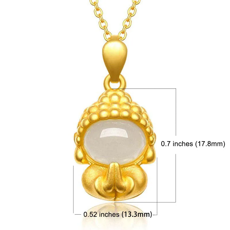 Mythstone White Jade Buddha Success Pendant Necklace - Image 2