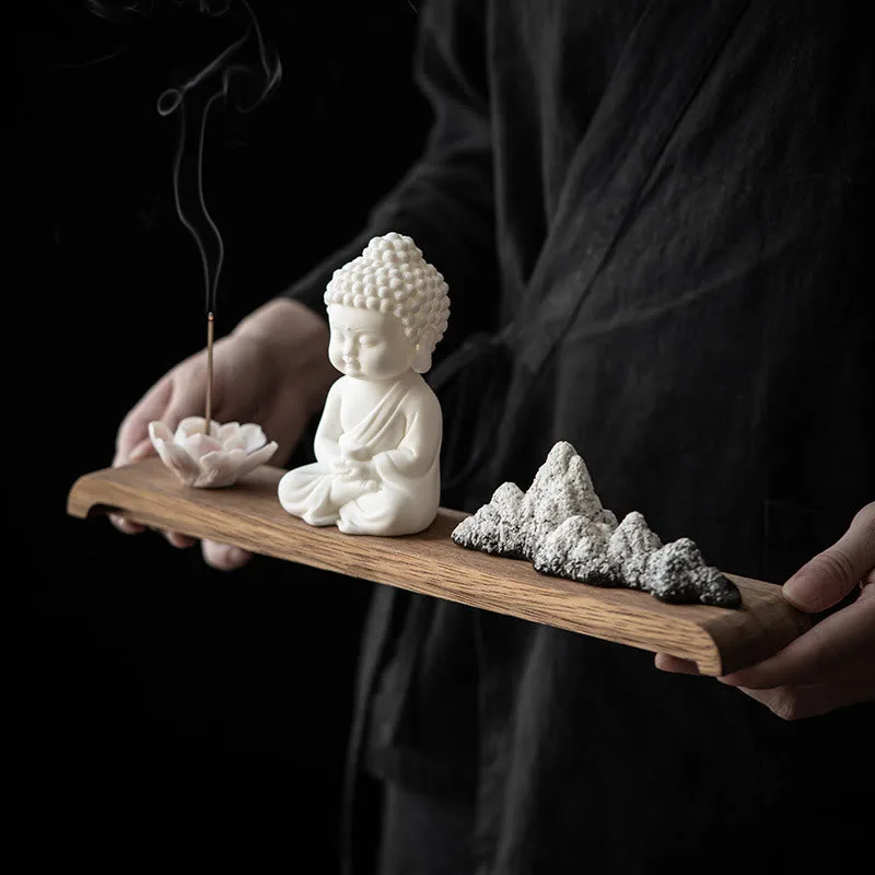 Mythstone Lotus Flower Tathagata Kwan Yin Avalokitesvara Ksitigarbha Meditation Ceramic Stick Incense Burner Decoration - Image 2