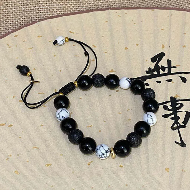 MythStone Black Obsidian Lava Rock Stone Yin Yang Strength Bracelet - Image 11