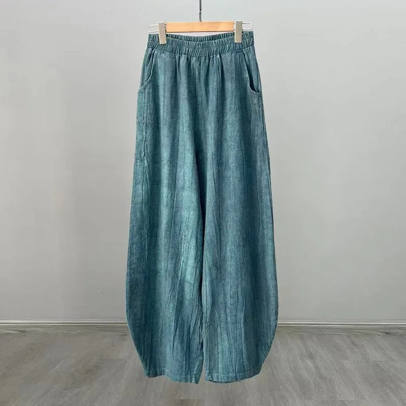 Mythstone Ramie Cotton Linen Pants Tie-dye Design Trousers Loose Zen Yoga Women's Pants with Pockets - Image 16