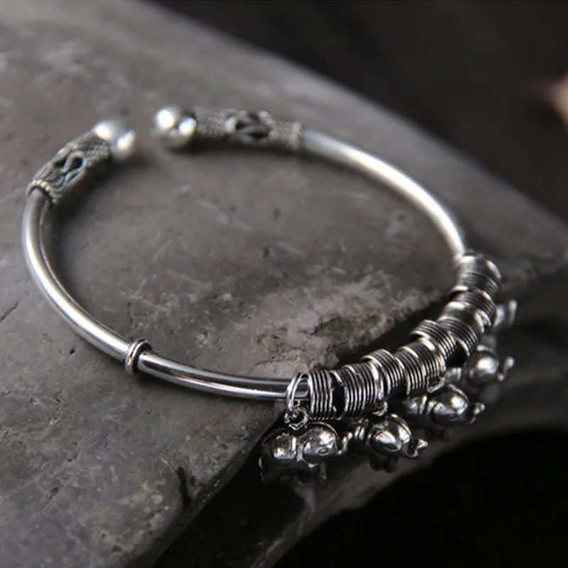 Mythstone 925 Sterling Silver Elephant Strength Bracelet Bangle - Image 3