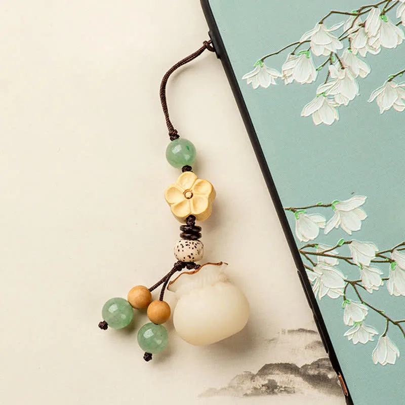 Mythstone Natural Bodhi Seed Money Bag Flower Blessing Prosperity Keychain - Image 15