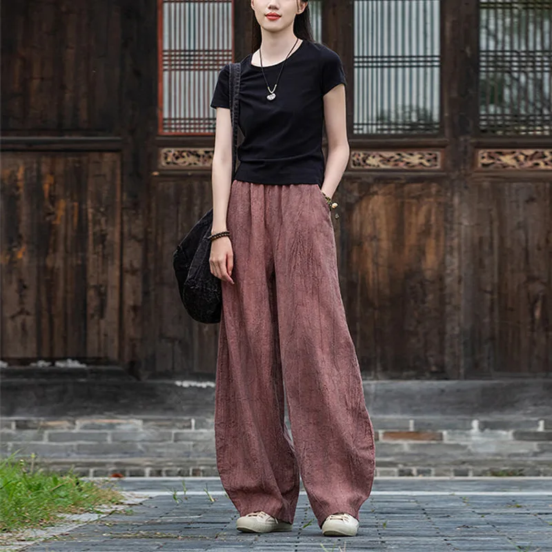 Mythstone Ramie Cotton Linen Pants Tie-dye Design Trousers Loose Zen Yoga Women's Pants with Pockets - Image 23