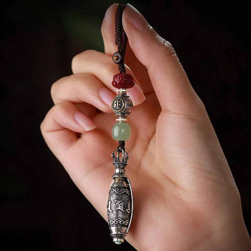 Mythstone 925 Sterling Silver Chinese Zodiac Natal Buddha Six True Words Blessing Keychain Decoration - Image 4