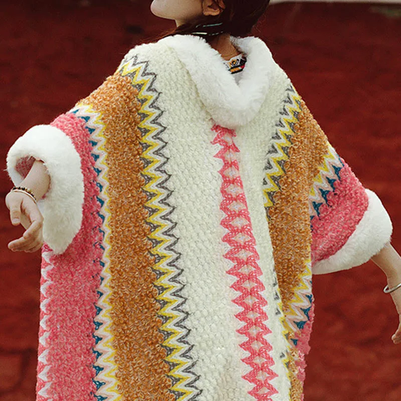 Mythstone Tibetan Multicolored Striped Shawl Winter Cozy Travel Scarf Wrap - Image 12