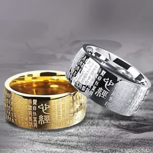Mythstone FengShui Buddhism Ancient Heart Sutra Lucky Ring