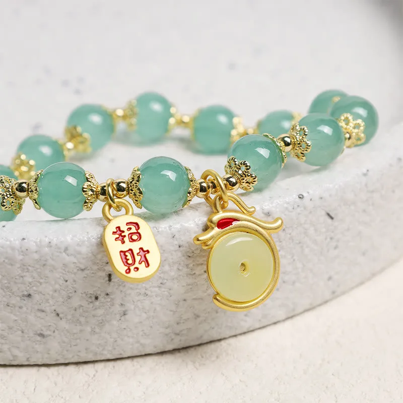 MythStone Year of the Dragon Red Agate Green Aventurine Peace Buckle Fu Character Lucky Fortune Bracelet - Image 10
