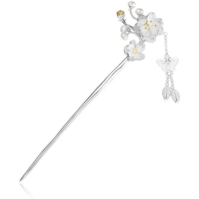 Mythstone Plum Blossom Butterfly Love Freedom Tassel Hairpin - Image 10