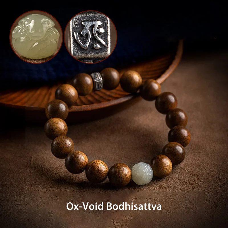 Mythstone Chinese Zodiac Natal Buddha Kalimantan Agarwood Jade 925 Sterling Silver Bracelet - Image 24