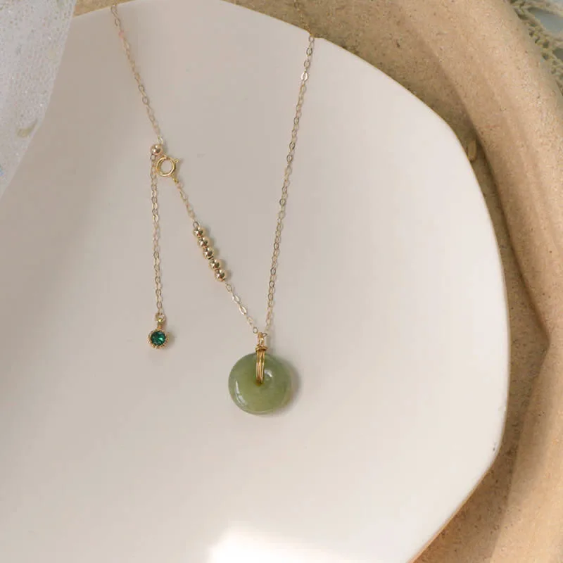 Mythstone Peace Buckle White Jade Cyan Jade Luck Happiness Necklace Pendant - Image 12