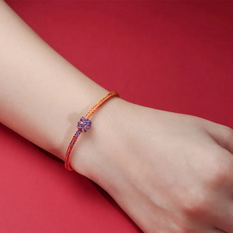 Mythstone Handcrafted Colorful Purple Gold Red Braid Rope Bracelet - Image 8