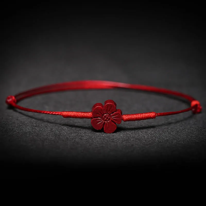 Mythstone - Handmade Plum Blossom Four Leaf Clover PiXiu Lotus Koi Fish Cinnabar Blessing Braid Bracelet - Image 6