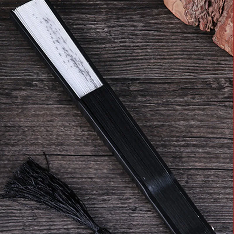 Mythstone Mountains Plum Blossom Lotus Magpie Bamboo Leaves Handheld Silk Bamboo Folding Fan 22.5cm - Image 18