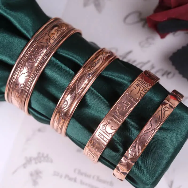 Mythstone Vintage Pattern Luck Balance Copper Cuff Bracelet Bangle - Image 2