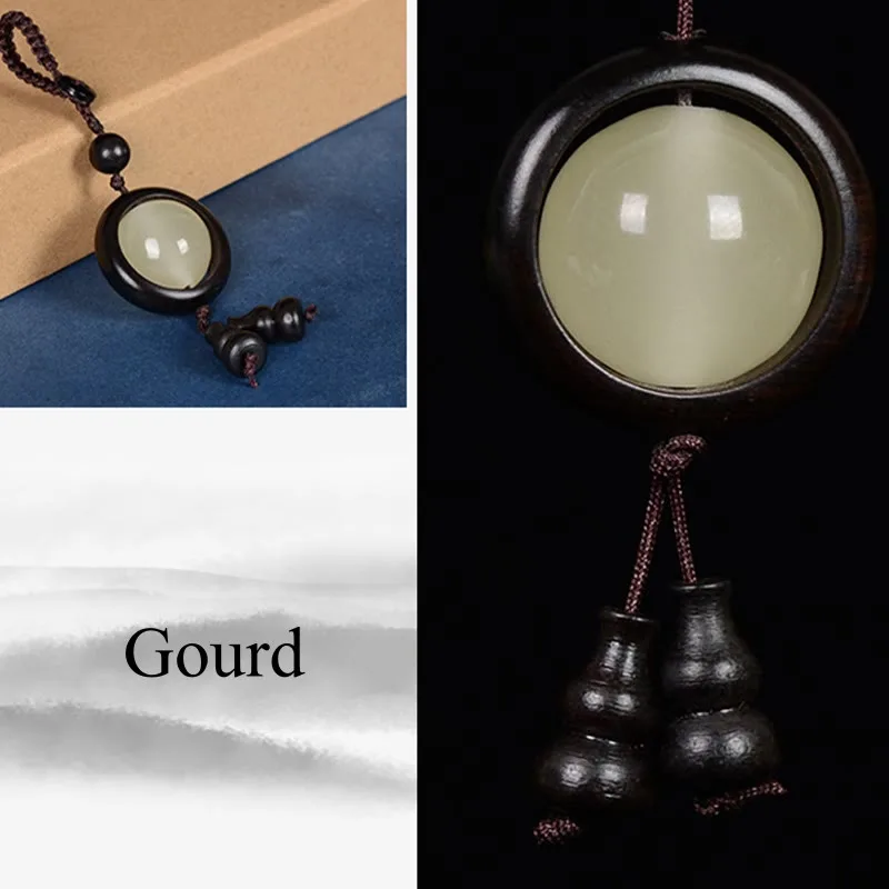 Mythstone Red Sandalwood Ebony Wood Green Sandalwood Luminous Lucky Bead Gourd Peace Key Chain - Image 13