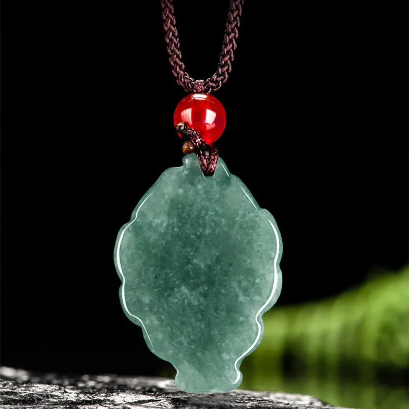 Mythstone Natural Green Jade Nine-Tailed Fox Luck Necklace Pendant - Image 4