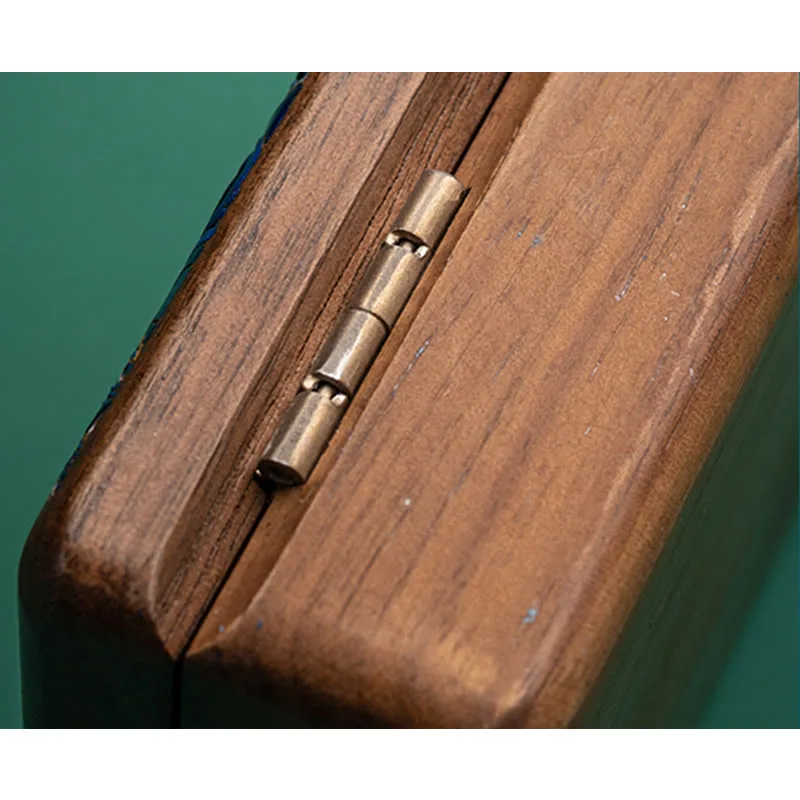 Mythstone Vintage Handmade Black Walnut Wood Jewelry Storage Box With Mirror - Image 11