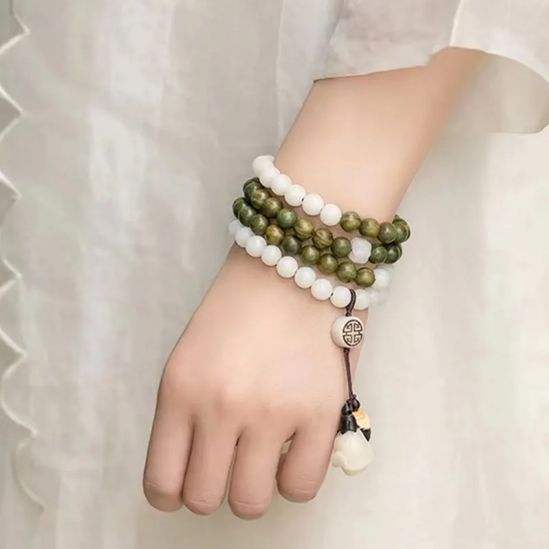 Mythstone Natural Green Sandalwood Bodhi Seed Soothing Bracelet - Image 8